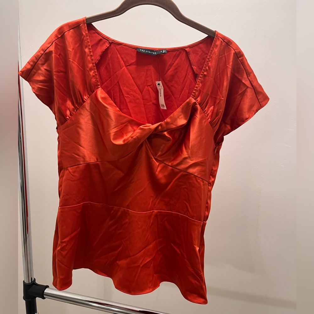 NWT The Limited silk satin small orange blouse shirt new with tags